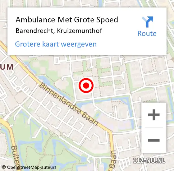 Locatie op kaart van de 112 melding: Ambulance Met Grote Spoed Naar Barendrecht, Kruizemunthof op 13 november 2021 17:35