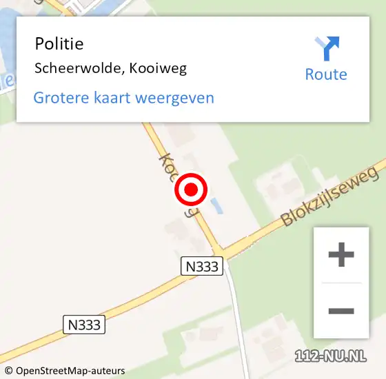 Locatie op kaart van de 112 melding: Politie Scheerwolde, Kooiweg op 13 november 2021 18:16