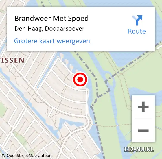Locatie op kaart van de 112 melding: Brandweer Met Spoed Naar Den Haag, Dodaarsoever op 13 november 2021 20:52