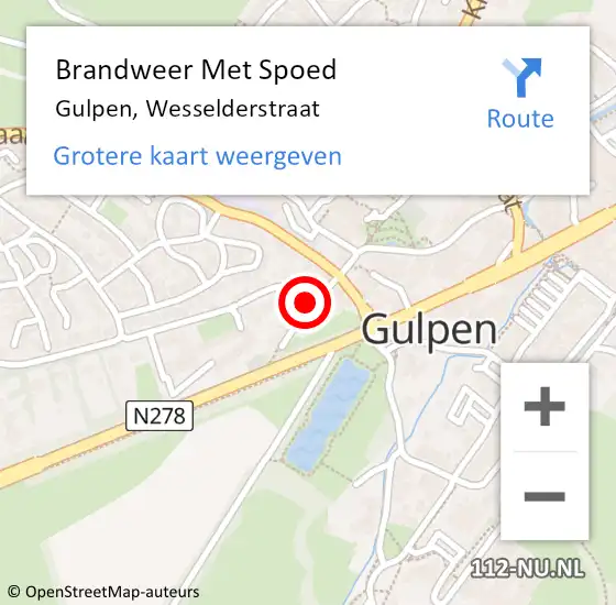 Locatie op kaart van de 112 melding: Brandweer Met Spoed Naar Gulpen, Wesselderstraat op 13 november 2021 21:23