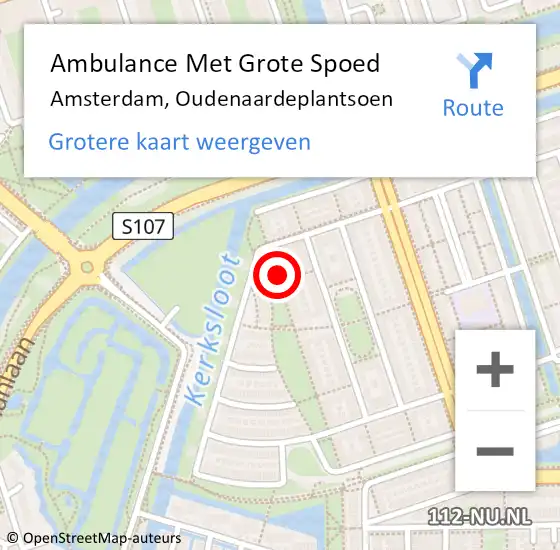 Locatie op kaart van de 112 melding: Ambulance Met Grote Spoed Naar Amsterdam, Oudenaardeplantsoen op 13 november 2021 22:22