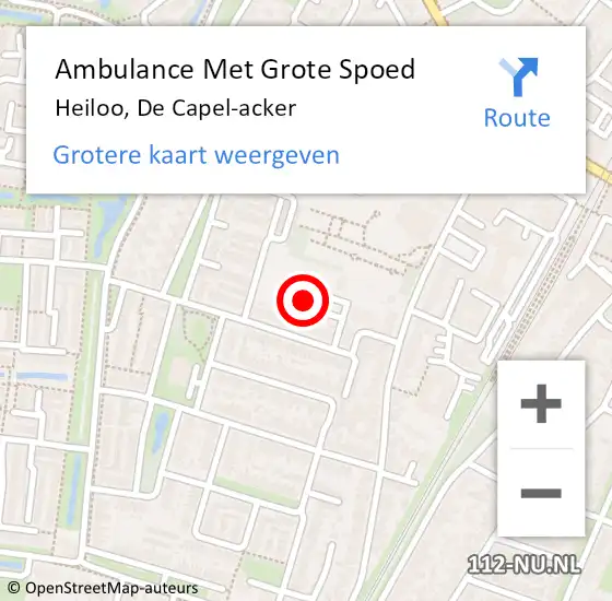 Locatie op kaart van de 112 melding: Ambulance Met Grote Spoed Naar Heiloo, De Capel-acker op 13 november 2021 23:17