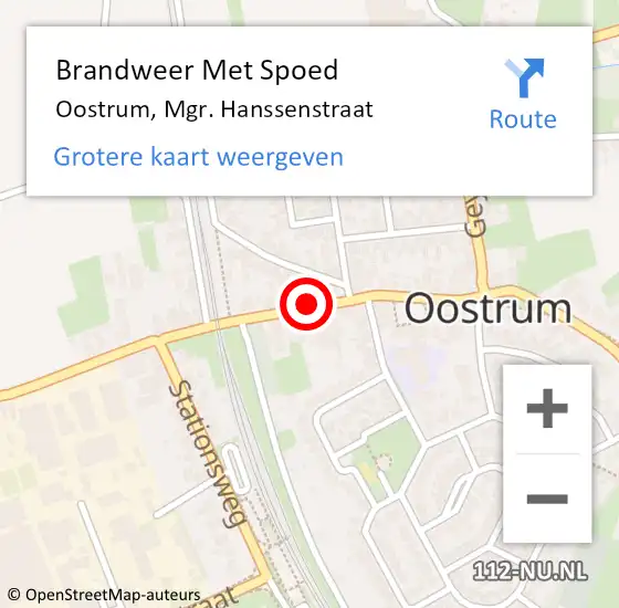 Locatie op kaart van de 112 melding: Brandweer Met Spoed Naar Oostrum, Mgr. Hanssenstraat op 14 november 2021 05:30
