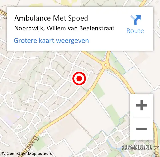 Locatie op kaart van de 112 melding: Ambulance Met Spoed Naar Noordwijk, Willem van Beelenstraat op 14 november 2021 11:14