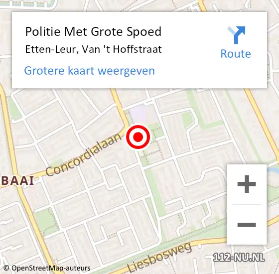 Locatie op kaart van de 112 melding: Politie Met Grote Spoed Naar Etten-Leur, Van 't Hoffstraat op 14 november 2021 13:53