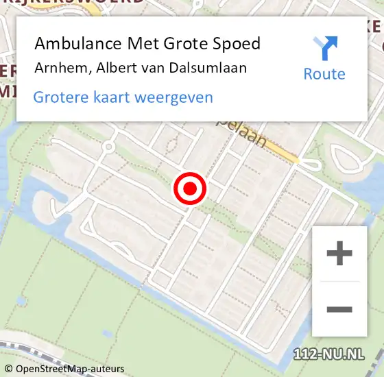 Locatie op kaart van de 112 melding: Ambulance Met Grote Spoed Naar Arnhem, Albert van Dalsumlaan op 14 november 2021 16:29