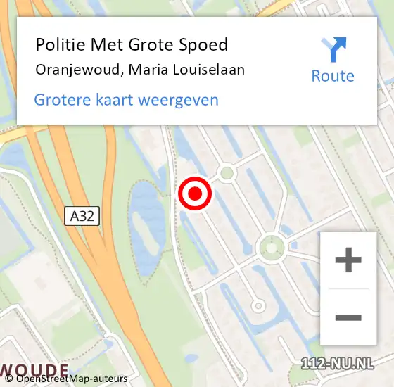 Locatie op kaart van de 112 melding: Politie Met Grote Spoed Naar Oranjewoud, Maria Louiselaan op 14 november 2021 17:41