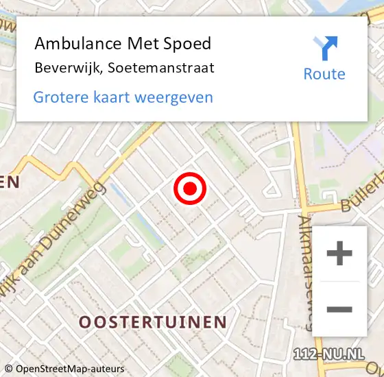 Locatie op kaart van de 112 melding: Ambulance Met Spoed Naar Beverwijk, Soetemanstraat op 14 november 2021 18:26