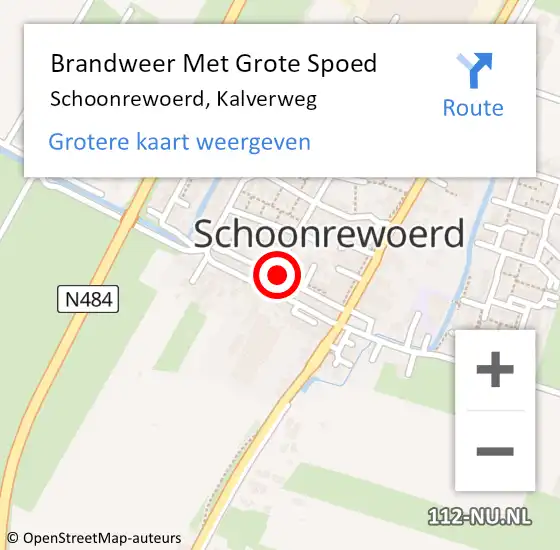 Locatie op kaart van de 112 melding: Brandweer Met Grote Spoed Naar Schoonrewoerd, Kalverweg op 15 november 2021 02:22