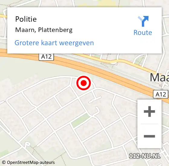 Locatie op kaart van de 112 melding: Politie Maarn, Plattenberg op 15 november 2021 03:47