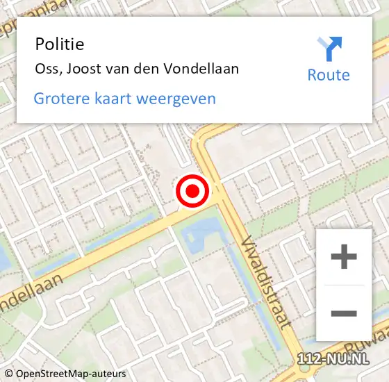 Locatie op kaart van de 112 melding: Politie Oss, Joost van den Vondellaan op 15 november 2021 08:23