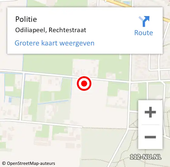 Locatie op kaart van de 112 melding: Politie Odiliapeel, Rechtestraat op 15 november 2021 09:28