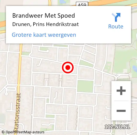Locatie op kaart van de 112 melding: Brandweer Met Spoed Naar Drunen, Prins Hendrikstraat op 15 november 2021 16:50