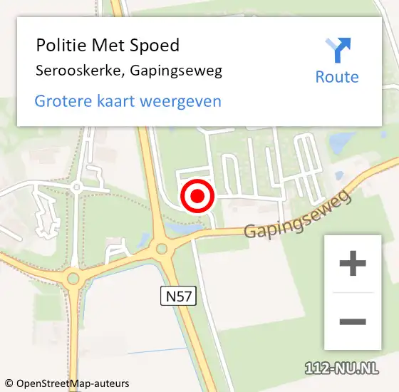 Locatie op kaart van de 112 melding: Politie Met Spoed Naar Serooskerke, Gapingseweg op 15 november 2021 17:37