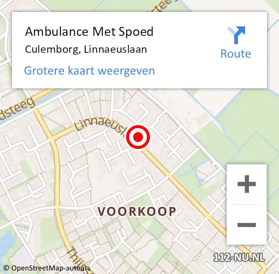 Locatie op kaart van de 112 melding: Ambulance Met Spoed Naar Culemborg, Linnaeuslaan op 15 november 2021 17:47