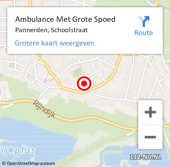 Locatie op kaart van de 112 melding: Ambulance Met Grote Spoed Naar Pannerden, Schoolstraat op 15 november 2021 18:17