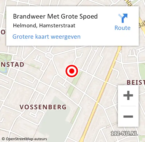Locatie op kaart van de 112 melding: Brandweer Met Grote Spoed Naar Helmond, Hamsterstraat op 15 november 2021 19:24