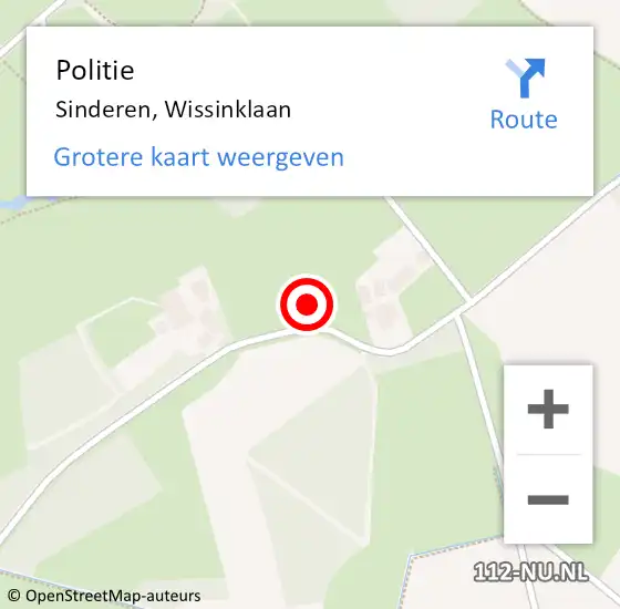 Locatie op kaart van de 112 melding: Politie Sinderen, Wissinklaan op 15 november 2021 20:23