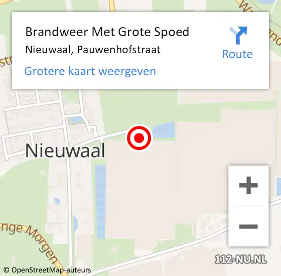 Locatie op kaart van de 112 melding: Brandweer Met Grote Spoed Naar Nieuwaal, Pauwenhofstraat op 15 november 2021 21:13