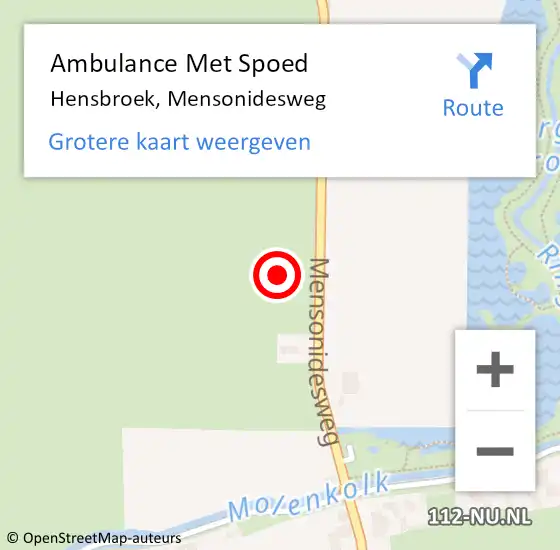 Locatie op kaart van de 112 melding: Ambulance Met Spoed Naar Hensbroek, Mensonidesweg op 16 november 2021 06:26