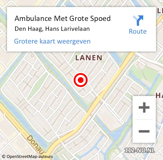 Locatie op kaart van de 112 melding: Ambulance Met Grote Spoed Naar Den Haag, Hans Larivelaan op 16 november 2021 07:31