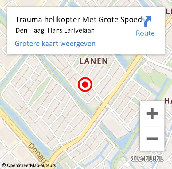 Locatie op kaart van de 112 melding: Trauma helikopter Met Grote Spoed Naar Den Haag, Hans Larivelaan op 16 november 2021 07:45