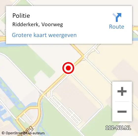 Locatie op kaart van de 112 melding: Politie Ridderkerk, Voorweg op 16 november 2021 08:07