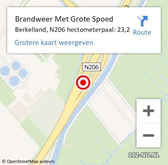 Locatie op kaart van de 112 melding: Brandweer Met Grote Spoed Naar Berkelland, N206 hectometerpaal: 23,2 op 16 november 2021 09:53
