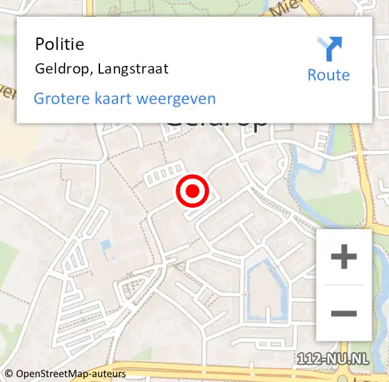 Locatie op kaart van de 112 melding: Politie Geldrop, Langstraat op 16 november 2021 12:21