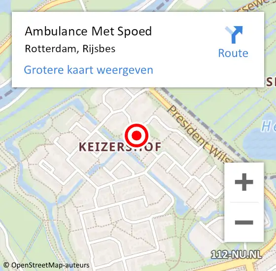 Locatie op kaart van de 112 melding: Ambulance Met Spoed Naar Rotterdam, Rijsbes op 16 november 2021 13:12