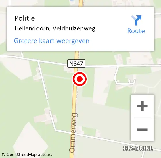 Locatie op kaart van de 112 melding: Politie Hellendoorn, Veldhuizenweg op 16 november 2021 14:46