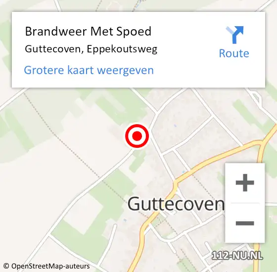 Locatie op kaart van de 112 melding: Brandweer Met Spoed Naar Guttecoven, Eppekoutsweg op 16 november 2021 18:55