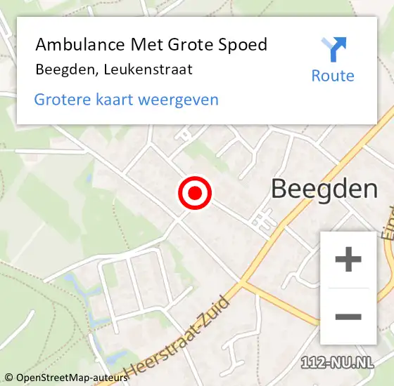 Locatie op kaart van de 112 melding: Ambulance Met Grote Spoed Naar Beegden, Leukenstraat op 16 november 2021 20:36