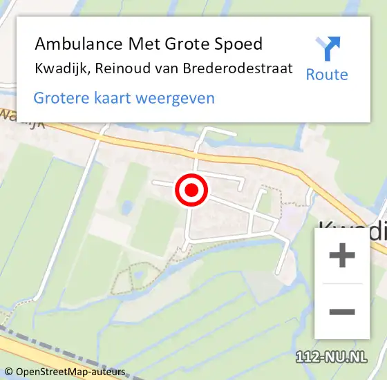 Locatie op kaart van de 112 melding: Ambulance Met Grote Spoed Naar Kwadijk, Reinoud van Brederodestraat op 17 november 2021 03:36