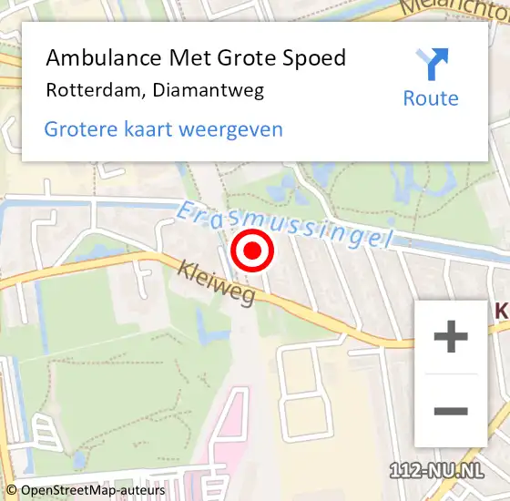 Locatie op kaart van de 112 melding: Ambulance Met Grote Spoed Naar Rotterdam, Diamantweg op 17 november 2021 11:10