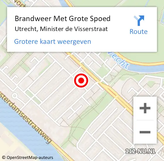 Locatie op kaart van de 112 melding: Brandweer Met Grote Spoed Naar Utrecht, Minister de Visserstraat op 17 november 2021 11:38