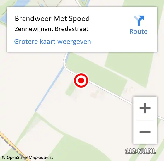 Locatie op kaart van de 112 melding: Brandweer Met Spoed Naar Zennewijnen, Bredestraat op 29 juni 2014 17:23