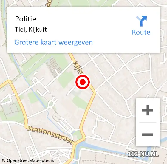 Locatie op kaart van de 112 melding: Politie Tiel, Kijkuit op 17 november 2021 16:29