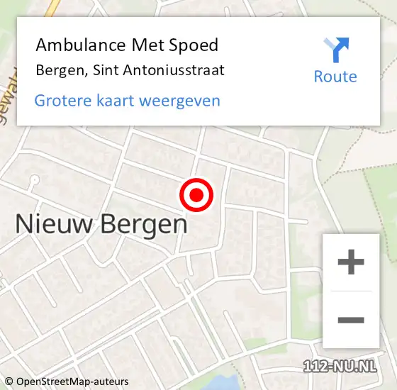 Locatie op kaart van de 112 melding: Ambulance Met Spoed Naar Bergen, Sint Antoniusstraat op 17 november 2021 16:46