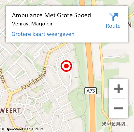 Locatie op kaart van de 112 melding: Ambulance Met Grote Spoed Naar Venray, Marjolein op 29 juni 2014 17:34