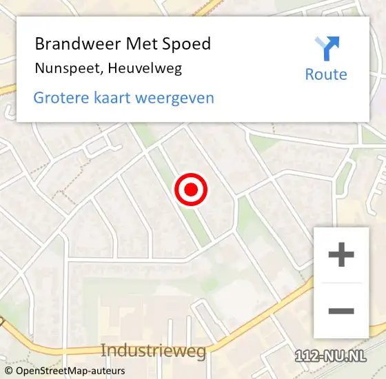 Locatie op kaart van de 112 melding: Brandweer Met Spoed Naar Nunspeet, Heuvelweg op 17 november 2021 21:10
