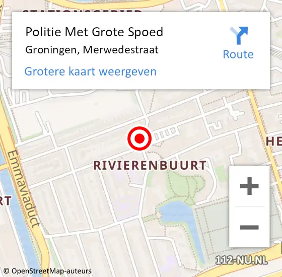 Locatie op kaart van de 112 melding: Politie Met Grote Spoed Naar Groningen, Merwedestraat op 17 november 2021 21:38
