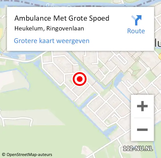 Locatie op kaart van de 112 melding: Ambulance Met Grote Spoed Naar Heukelum, Ringovenlaan op 17 november 2021 22:21