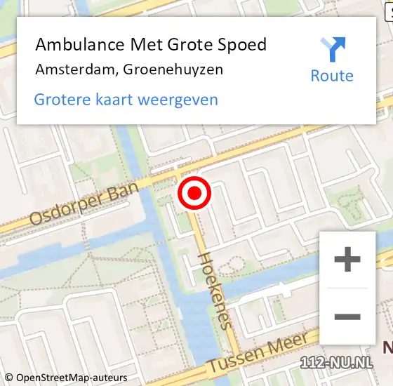 Locatie op kaart van de 112 melding: Ambulance Met Grote Spoed Naar Amsterdam, Groenehuyzen op 17 november 2021 23:55