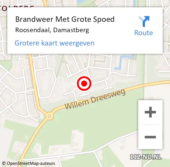 Locatie op kaart van de 112 melding: Brandweer Met Grote Spoed Naar Roosendaal, Damastberg op 18 november 2021 04:45
