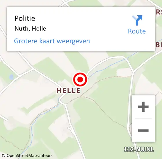 Locatie op kaart van de 112 melding: Politie Nuth, Helle op 18 november 2021 07:08