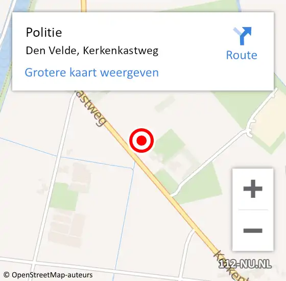 Locatie op kaart van de 112 melding: Politie Den Velde, Kerkenkastweg op 18 november 2021 07:29