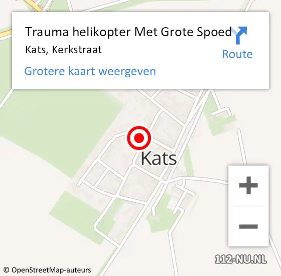 Locatie op kaart van de 112 melding: Trauma helikopter Met Grote Spoed Naar Kats, Kerkstraat op 18 november 2021 09:12