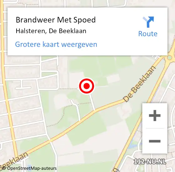 Locatie op kaart van de 112 melding: Brandweer Met Spoed Naar Halsteren, De Beeklaan op 18 november 2021 09:13