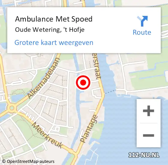 Locatie op kaart van de 112 melding: Ambulance Met Spoed Naar Oude Wetering, 't Hofje op 18 november 2021 11:59